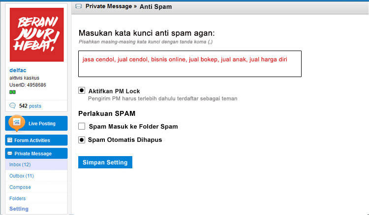 Spam Filter Untuk Melawan Penjual Cendol dan Bokep &#91;TOP&#93;