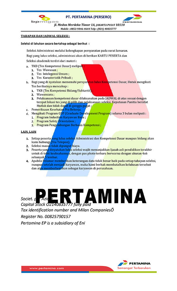 Penipuan mengatasnamakan PT. Pertamina