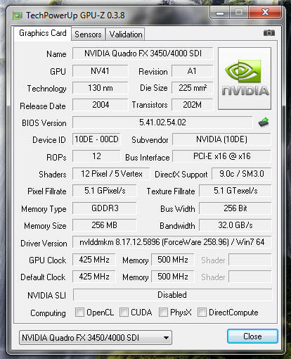 VGA Quadro FX3500, FX3450, FX570, NVS295