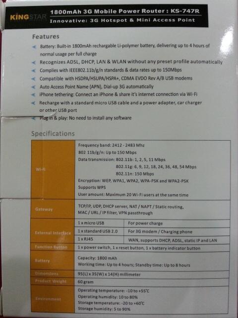 HAME A1 1800mAH 3G Power Router Portable