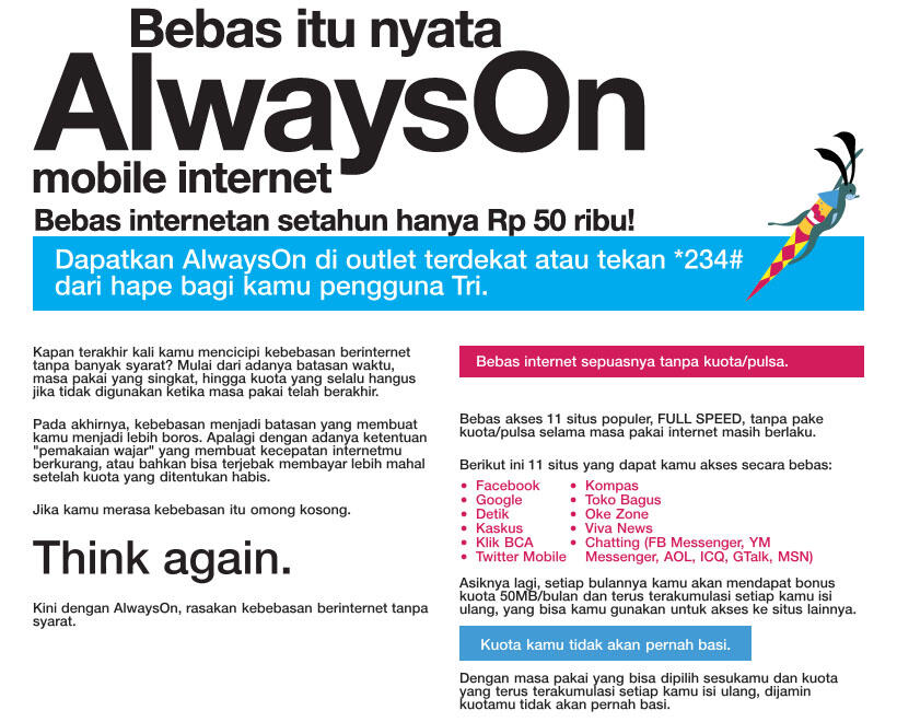 Terjual Perdana Internet Three 3 Aon Always On 5gb Nomor Cantik Nocan Premium Kaskus