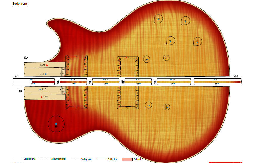 tutorial seni papercraft gitar listrik full gambar