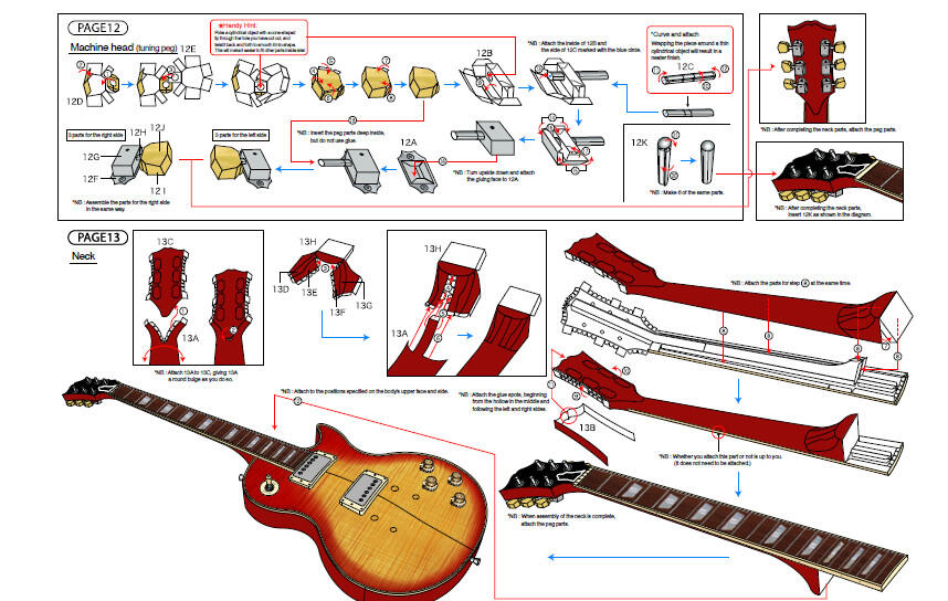 tutorial seni papercraft gitar listrik full gambar