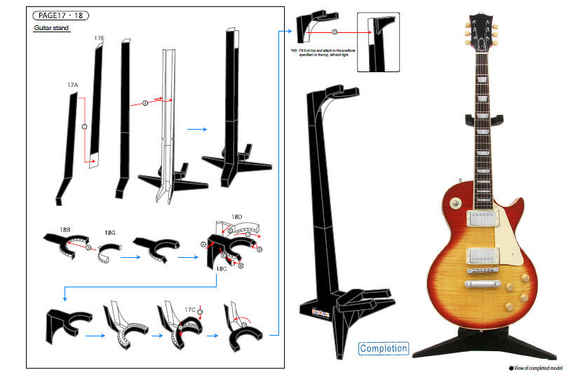 tutorial seni papercraft gitar listrik full gambar