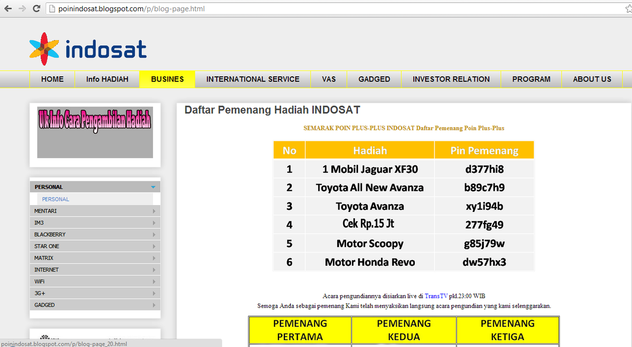 HATI-HATI PENIPUAN poinindosat.blogspot.com