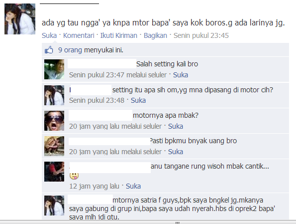 Gini Nih Kalo Cewek Masuk ke Grup Fb Motor