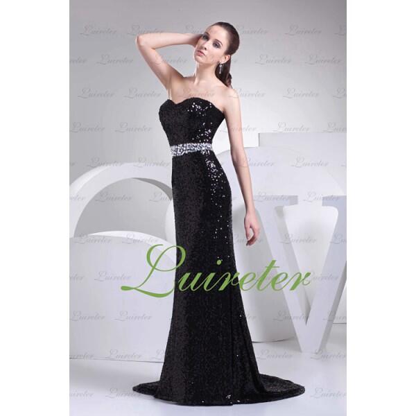 Beautiful Mermaid Floor Length Sweetheart Black Imitated Silk Beading Evening Dress
