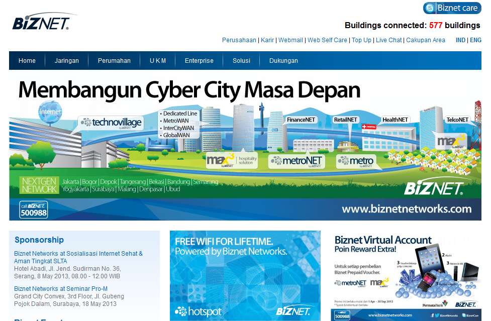 Provider Internet KASKUS ( BIZNET ) akan hadir di Palembang