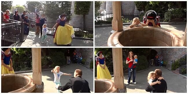 Momen cute gadis kecil yang bertemu ayahnya di dekat sumur snow white