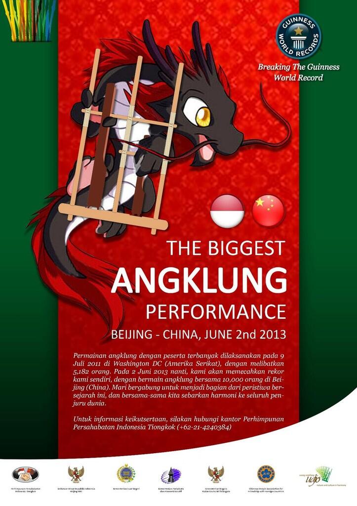 Saung Angklung Udjo & KBRI Beijing Gelar Pemecahan Rekor Konser Angklung Dunia