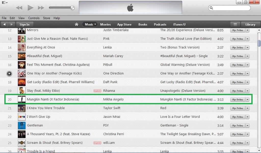 &#91;SHARE&#93; X Factor Indonesia: top 20 songs di iTunes