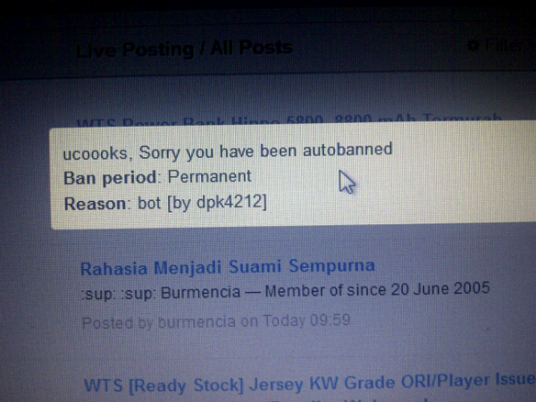 Banned permanent, alasannya tidak bisa ane terima