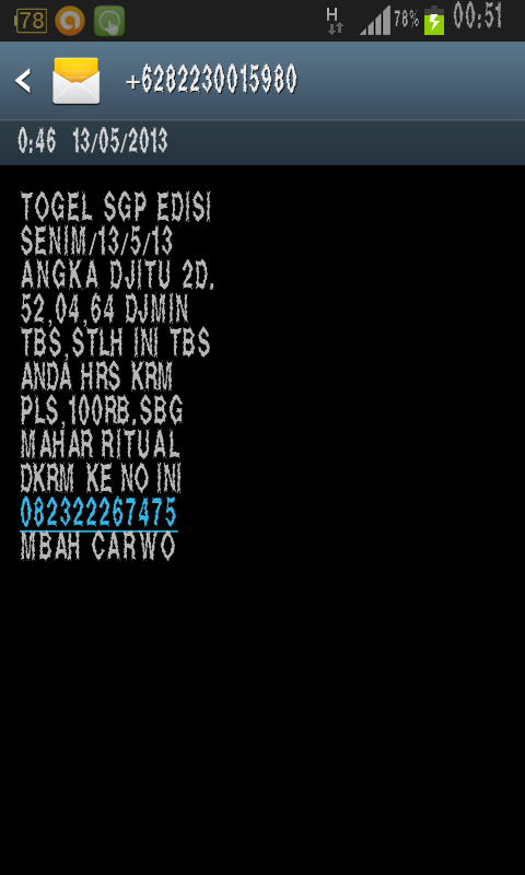 Modus baru (sms penipuan dukun togel)