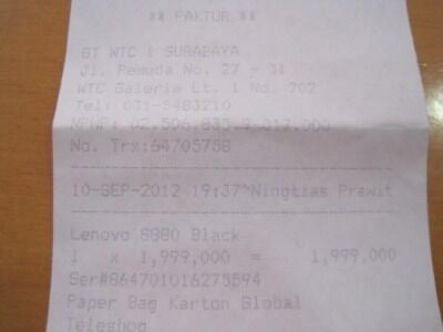 Lenovo S880 Pembelian September 2012