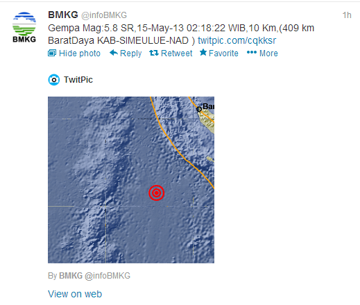 Gempa 5,8 SR Kembali Goyang Aceh