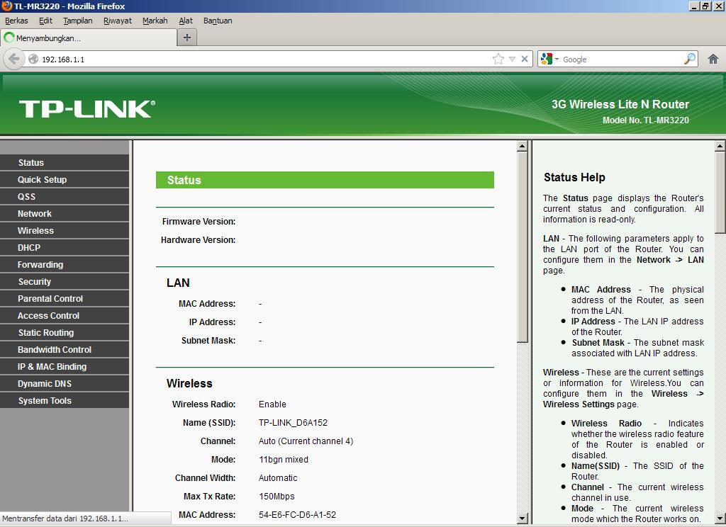 TPLINK TD-W8151N tiba-tiba berubah MR3220