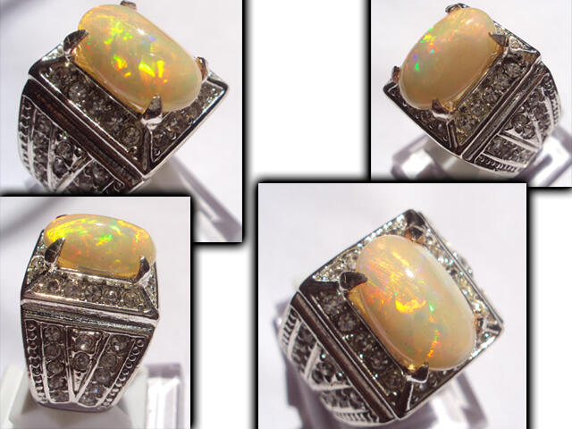 Cincin batu mulia dan permata Kalimaya/opal PE1