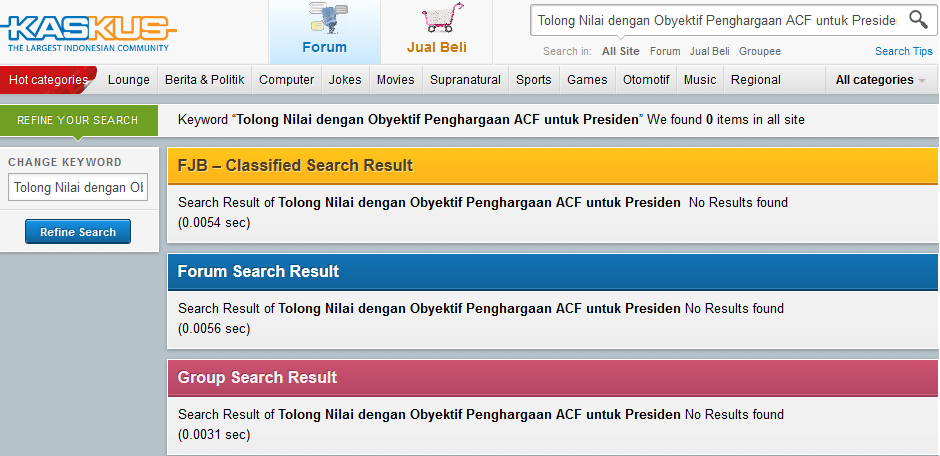 Tolong Nilai dengan Obyektif Penghargaan ACF untuk Presiden