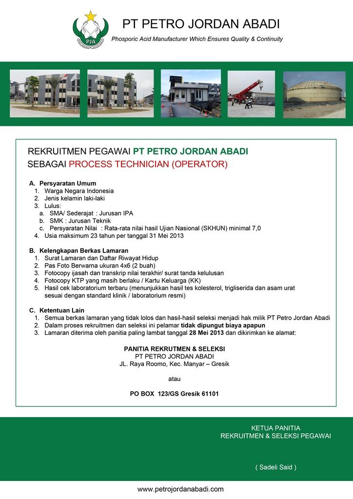 Lowongan PT. Petro Jordan Abadi