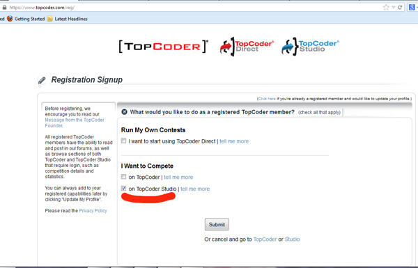 Studio Topcoder - Kontes Desain crowdsourcing tempat 