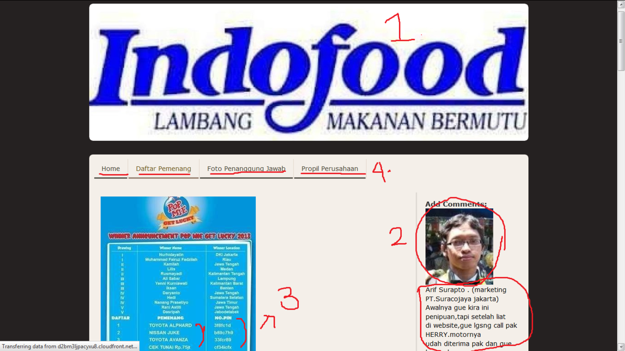 Waspada terhadap Situs penipuan yang mengatasnamakan POP MIE