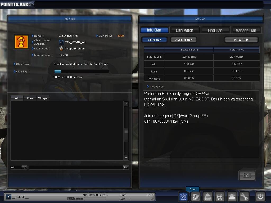 Legend&#91;OF&#93;War Open Recruitment Member Clan PointBlank