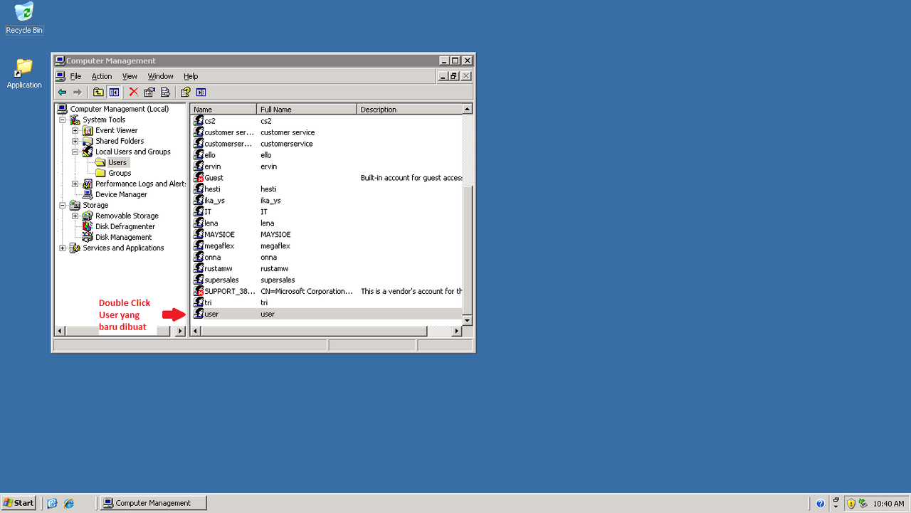 Create user pada windows server 2003