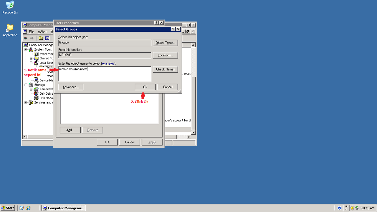 Create user pada windows server 2003