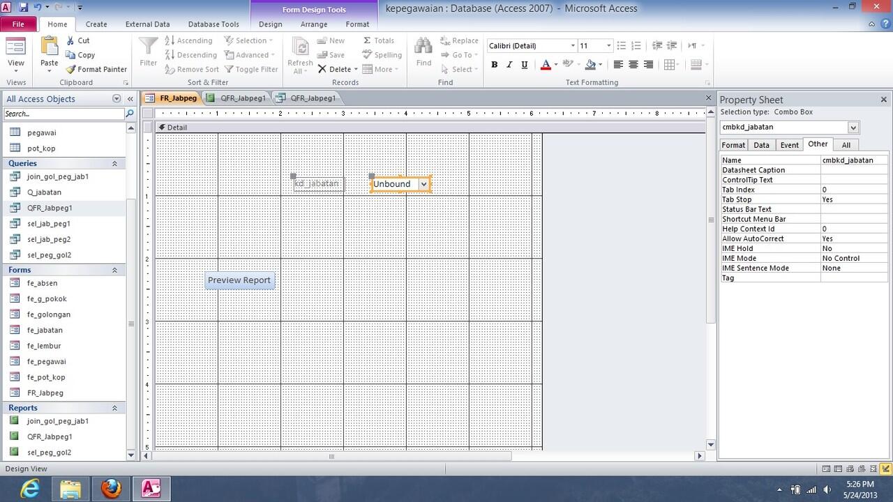 &#91;ASK&#93; Integrasi Form dengan Report di Ms Access 2010