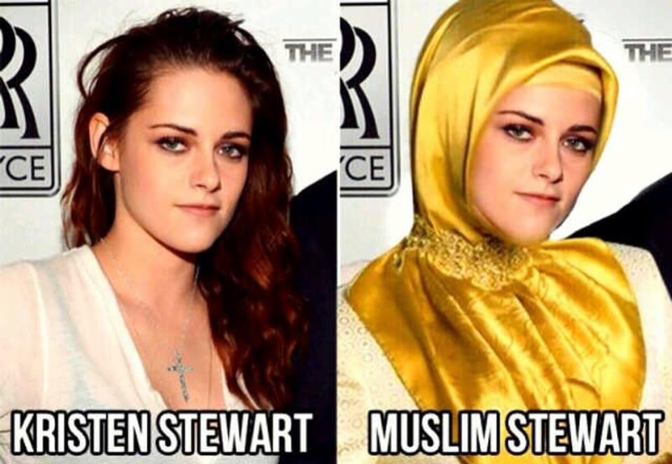 Kalau Kristen Steward Mualaf pake Hijab jadi.....