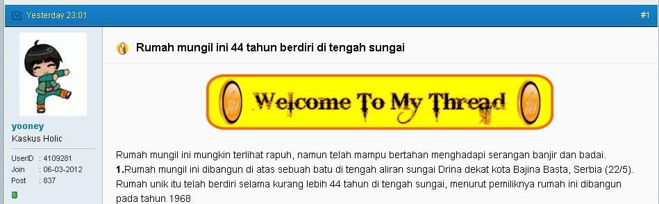 Rumah mungil ini 44 tahun berdiri di tengah sungai, indah banget !