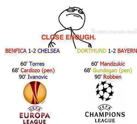 Goal Final Champions League dan Europa League di menit yang sama !