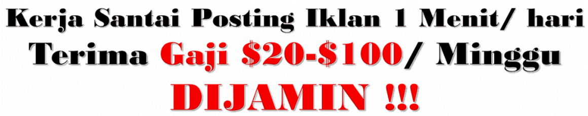 ****Lowongan Kerja Gaji $100/minggu Potensi $5200/ tahun ****