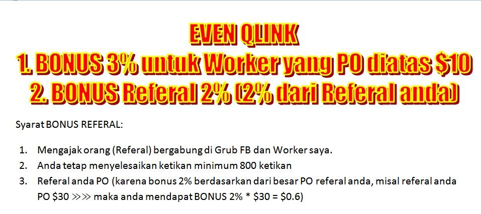 Kerja ngetik qlink captcha Qlink + BONUS 5%