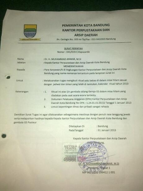 Surat Perintah Ritual Seks Bebas di Kalangan PNS Bandung