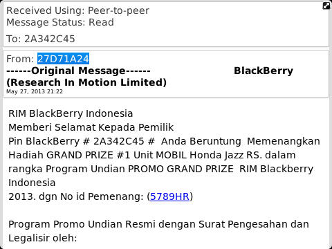 Modus Penipuan Mengatasnamakan RIM Blackberry Indonesia