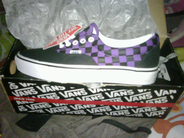 vans era checkerboard purple ori