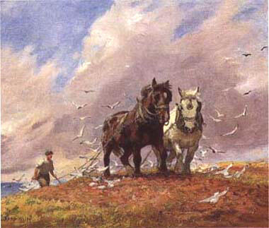 jual lukisan Lucy Kemp -Welch &quot;Following he Plough&quot; 