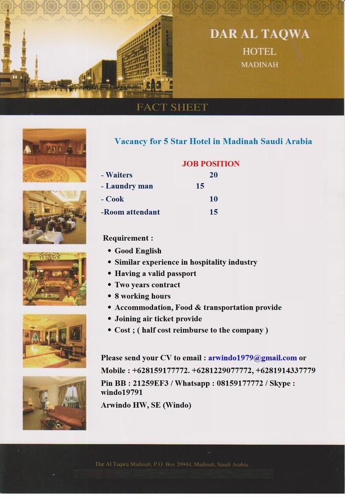 VACANCY FOR DAR AL TAQWA FROM MADINAH ARAB SAUDI