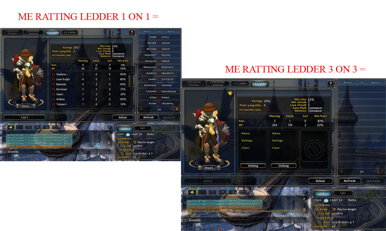 JUAL CHAR DRAGON NEST SERVER INA (ALTHEA) (GUARDIAN) LVL 50 BANYAK BONUS