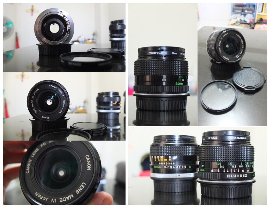 Terjual Jual lensa canon FD 24mm f/2.8, canon FD 50mm F/1 