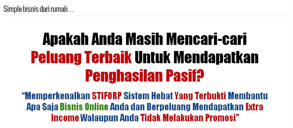 &#91;STIFORP&#93; Peluang TERBAIK untuk mendapatkan Penghasilan PASIF yang SOLID
