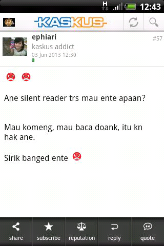 akhirnya &quot;SR&quot; a.k.a silent reader ini tobat juga..!