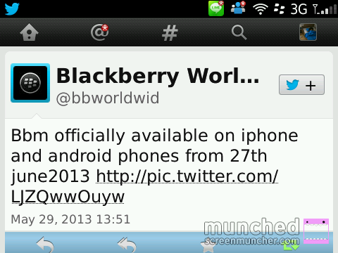 BBM Officially Available on Iphone and Android