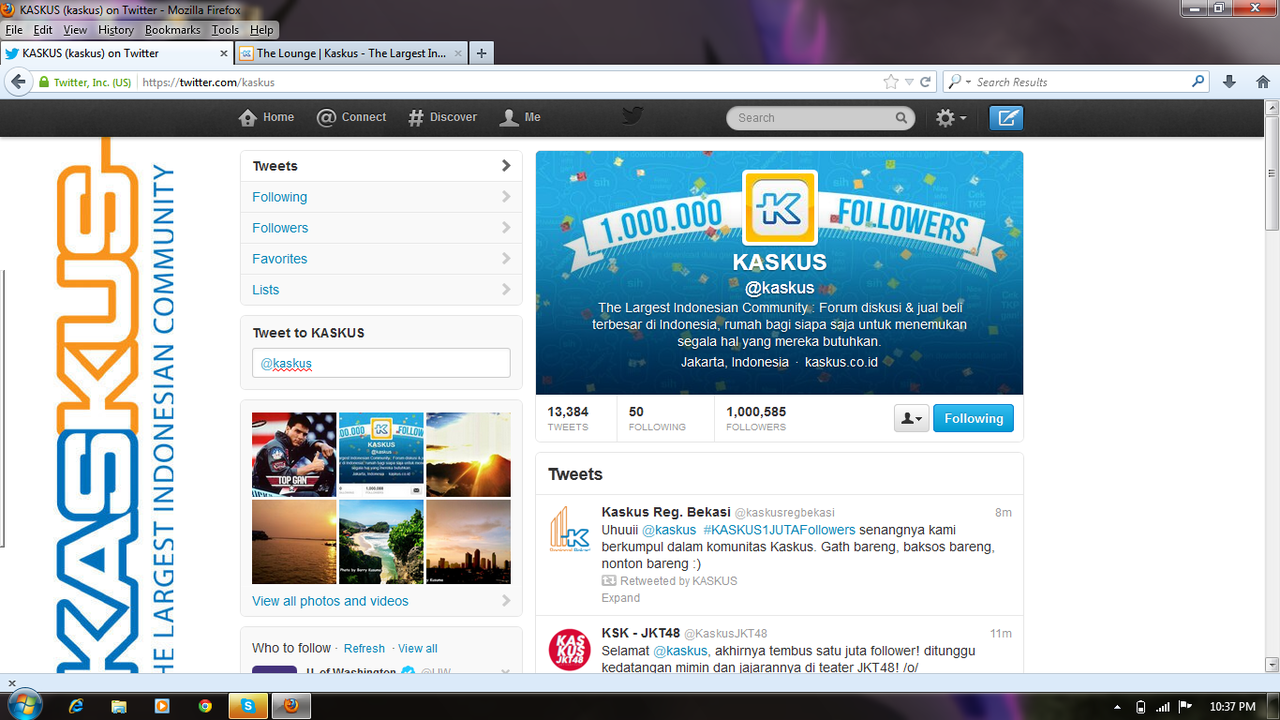 &#91;HOT&#93; Akhirnya Twitter @kaskus Tembus 1 juta Followers !!