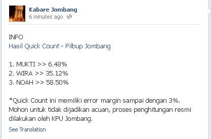 Quickcount Pilihan Bupati &amp; Wk Bupati Jombang 2013