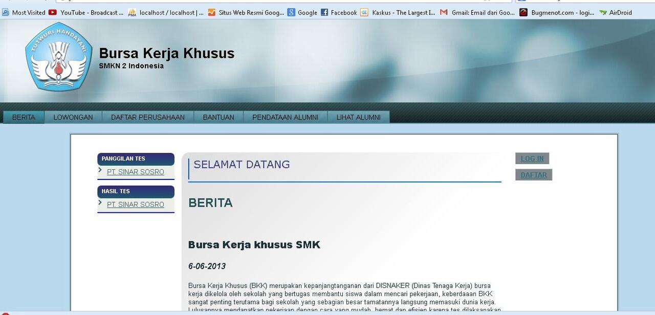 Sistem informasi bursa kerja khusus(BKK) SMK