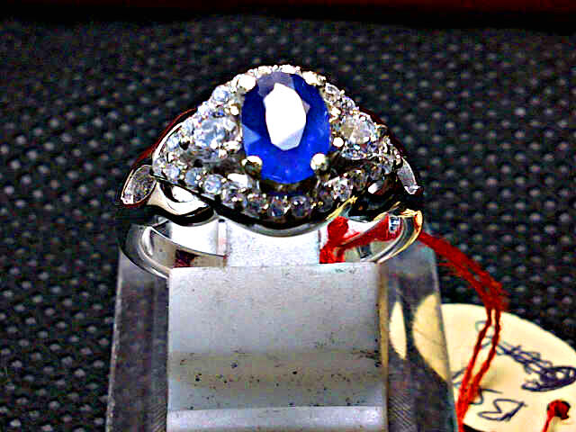 Cincin Batu Mulia dan Permata Blu safir Ceylon Srilanka Lady PE2.3