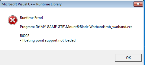 MICROSOFT VISUAL C++ RUNTIME ERROR R6002