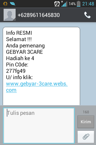 hati2 penipuan mengatasnamakan operator kartu prabayar agan..